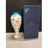 LARGE FLORAL PATTERNED OLD TUPTON VASE WITH ORIGINAL BOX