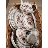 A BOX CONTAINING A SUBSTANTIAL AMOUNT OF STAFFORDSHIRE OLD GRANITE JOHNSON BROS DINNER AND TEAWARE