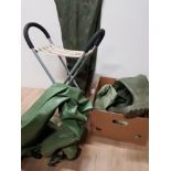 3 PAIRS OF FISHING WADERS ONE SIZE 10 AND TWO SIZE 7 PLUS FOLDING FISHING STOOL