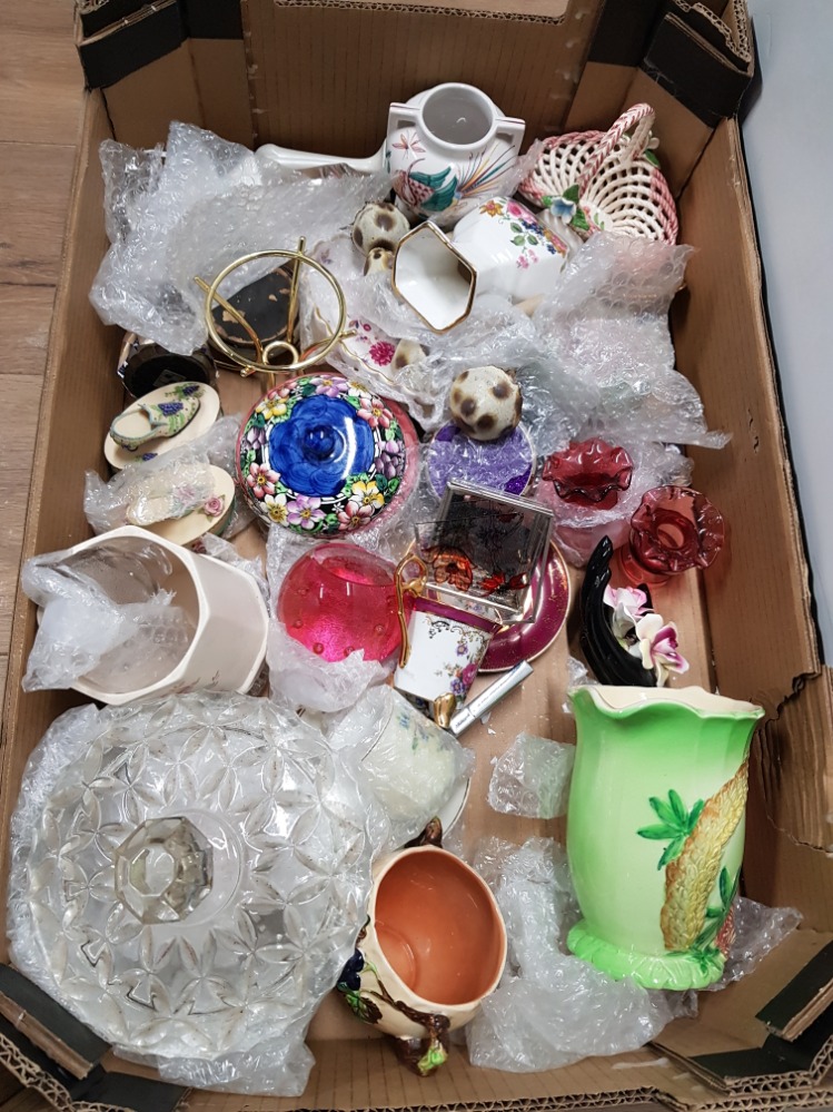 A BOX OF MISCELLANEOUS INC MALING BURLEIGH WARE ETC