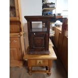 MAHOGANY EFFECT POT CUPBOARD TOGETHER WITH SINGLE DRAWER LAMP TABLE