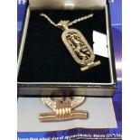 22CT GOLD ON STERLING SILVER CLEOPATRA BROOKS AND BENTLEY AMULET ON CHAIN BOXED WITH PAPERS