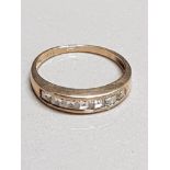 9CT GOLD CZ AND 1/2 ETERNITY RING SIZE L