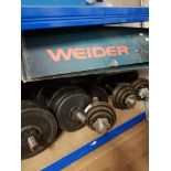 BOXED WEIDER CRUNCH EXERCISER AND DUMBBELLS PLUS LOOSE WEIGHTS