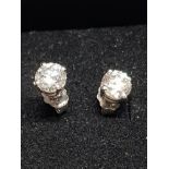 PAIR OF WHITE GOLD DIAMOND STUD EARRINGS 1CT TOTAL VS/SI1