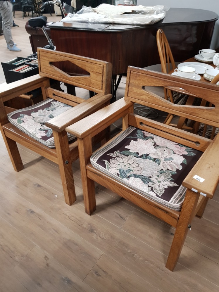 A PAIR SOLID WOODEN PLANTER CHAIRS