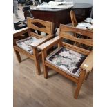 A PAIR SOLID WOODEN PLANTER CHAIRS