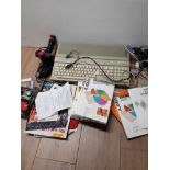 BOX CONTAINING ATARI 1040 ST PLUS BOOKLETS AND DELTA JOYSTICKS ETC