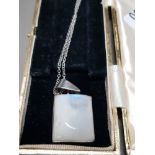 HEAVY STERLING SILVER MOUNTED POLISHED HARDSTONE PENDANT ON CHAIN BOXED