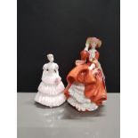 ROYAL DOULTON PRETTY LADIES BEST OF THE CLASSICS TOP O'THE HILL FIGURE TOGETHER WITH COALPORT