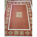 LARGE RED GEOMETRIC RUG 208 X 151CM