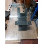 MODERN RECTANGULAR GLASS TOPPED COFFEE TABLE
