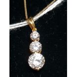 SILVER 3 STONE CZ PENDANT AND CHAIN