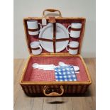 WICKER PICNIC SET WITH CONTENTS