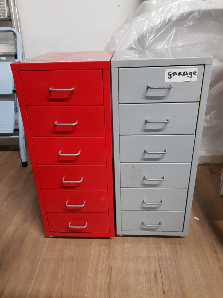 2 METAL 6 DRAWER CHESTS