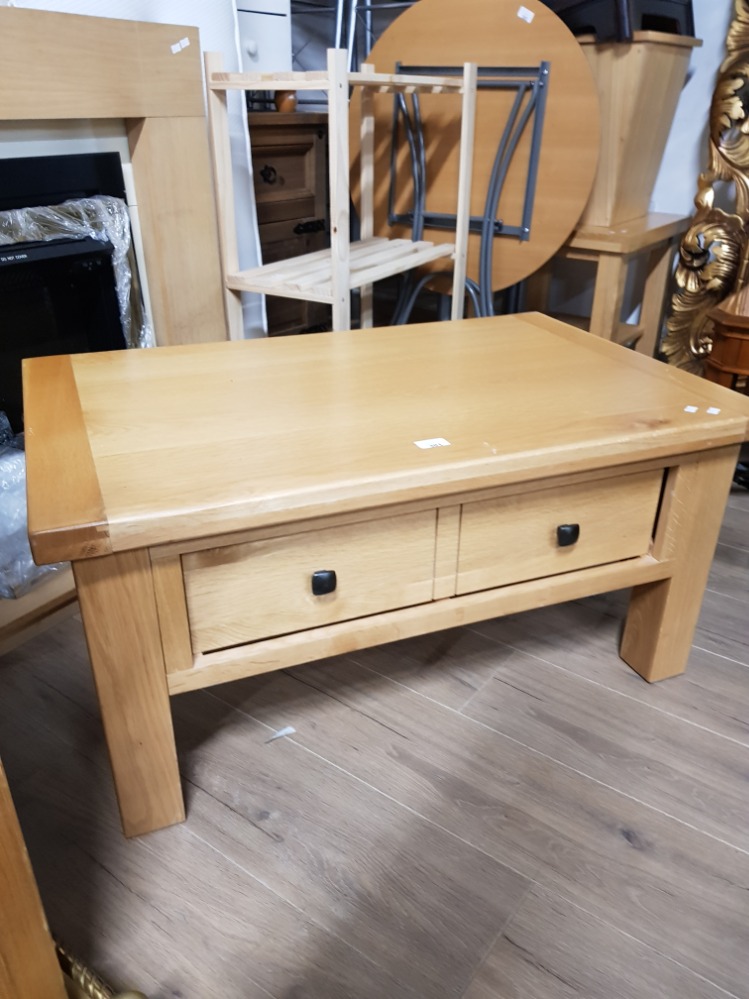 MODERN OAK 2 DRAWER COFFEE TABLE