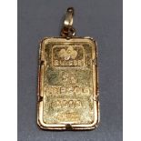 SUISSE PURE GOLD 999.9 PENDANT IN 14K GOLD FRAME