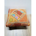 PATCHWORK FOOTSTOOL WITH FLORAL DESIGN