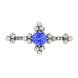 An early 20th century sapphire and diamond brooch.