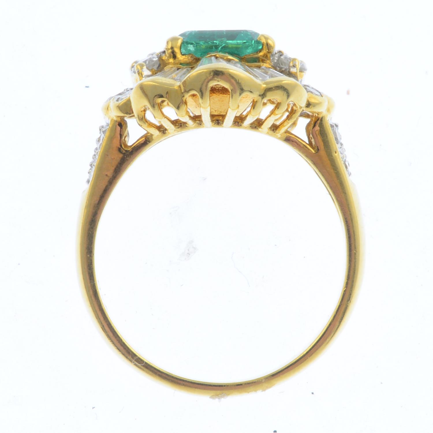 An emerald and diamond dress ring. - Image 2 of 2
