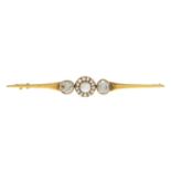 A late 19th century gold diamond and split pearl brooch.