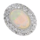 An opal and diamond cluster ring.