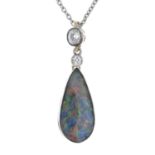 An Australian boulder opal and diamond necklace.