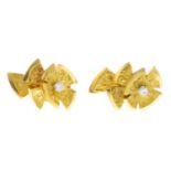 CARTIER - a pair of mid 20th century 18ct gold earrings.