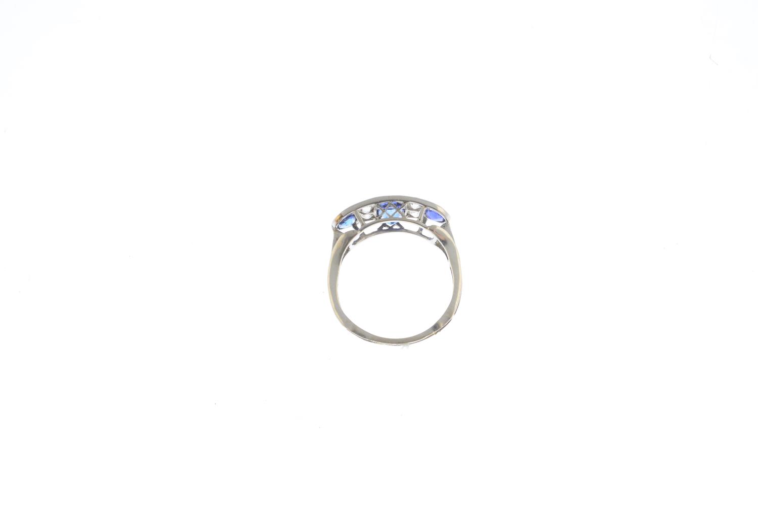 An early 20th century platinum sapphire and diamond ring. - Image 2 of 3