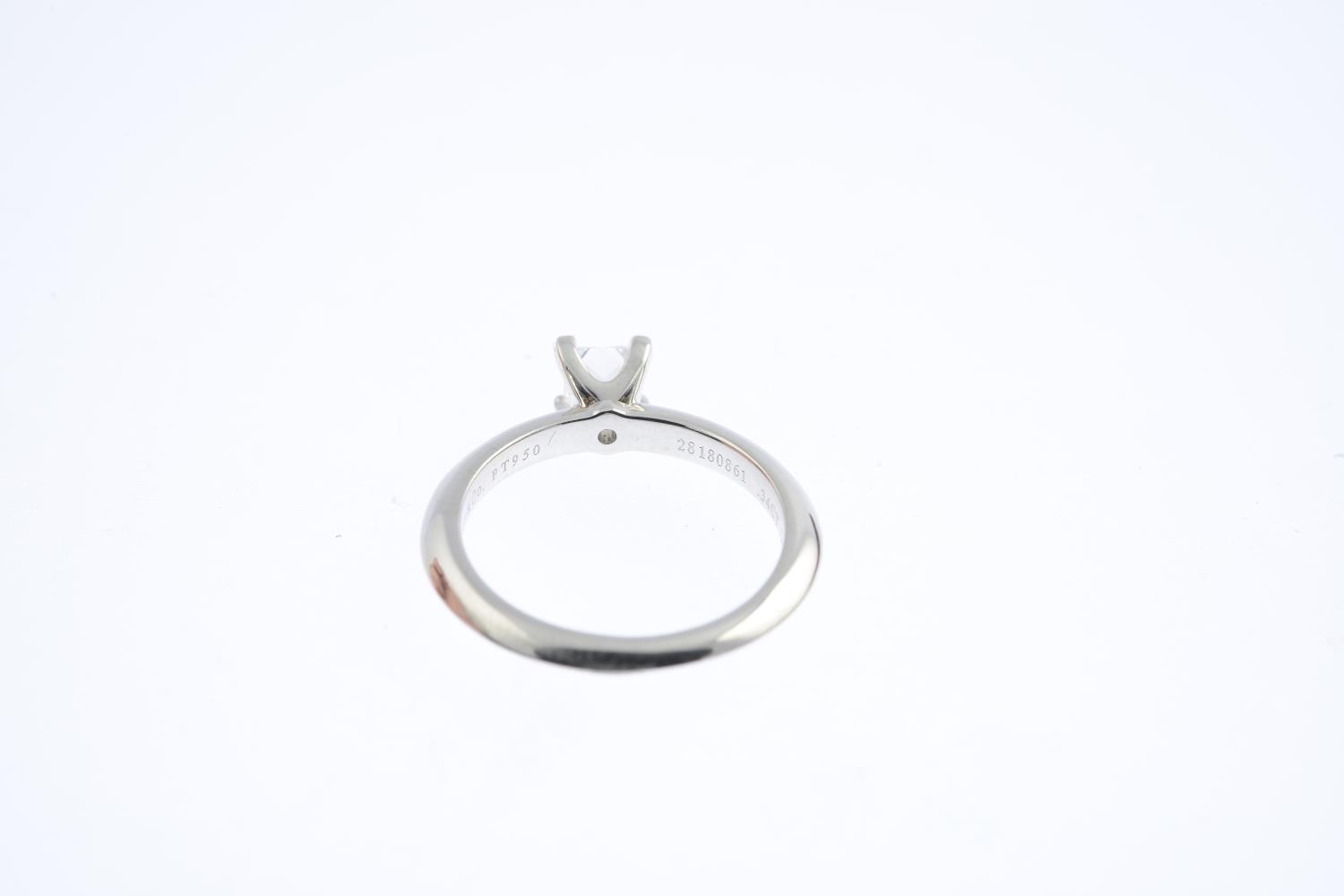TIFFANY & CO. - a platinum diamond single-stone ring. - Image 3 of 4