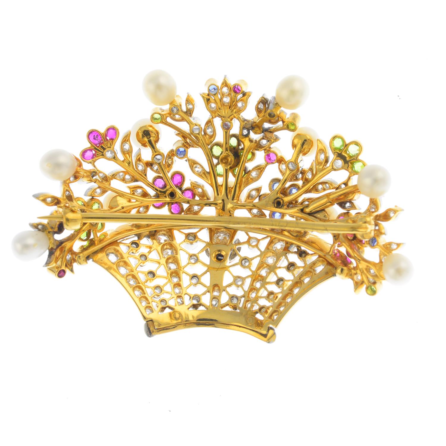 An Edwardian platinum and 18ct gold, diamond and gem-set brooch. - Image 2 of 2