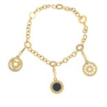 BULGARI - an 18ct gold charm bracelet.