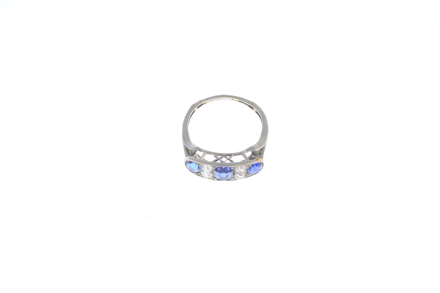 An early 20th century platinum sapphire and diamond ring. - Image 3 of 3