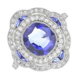 An Art Deco sapphire and diamond ring.