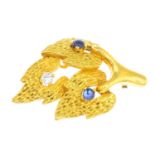 CARTIER - a 1960s 18ct gold sapphire and diamond brooch.