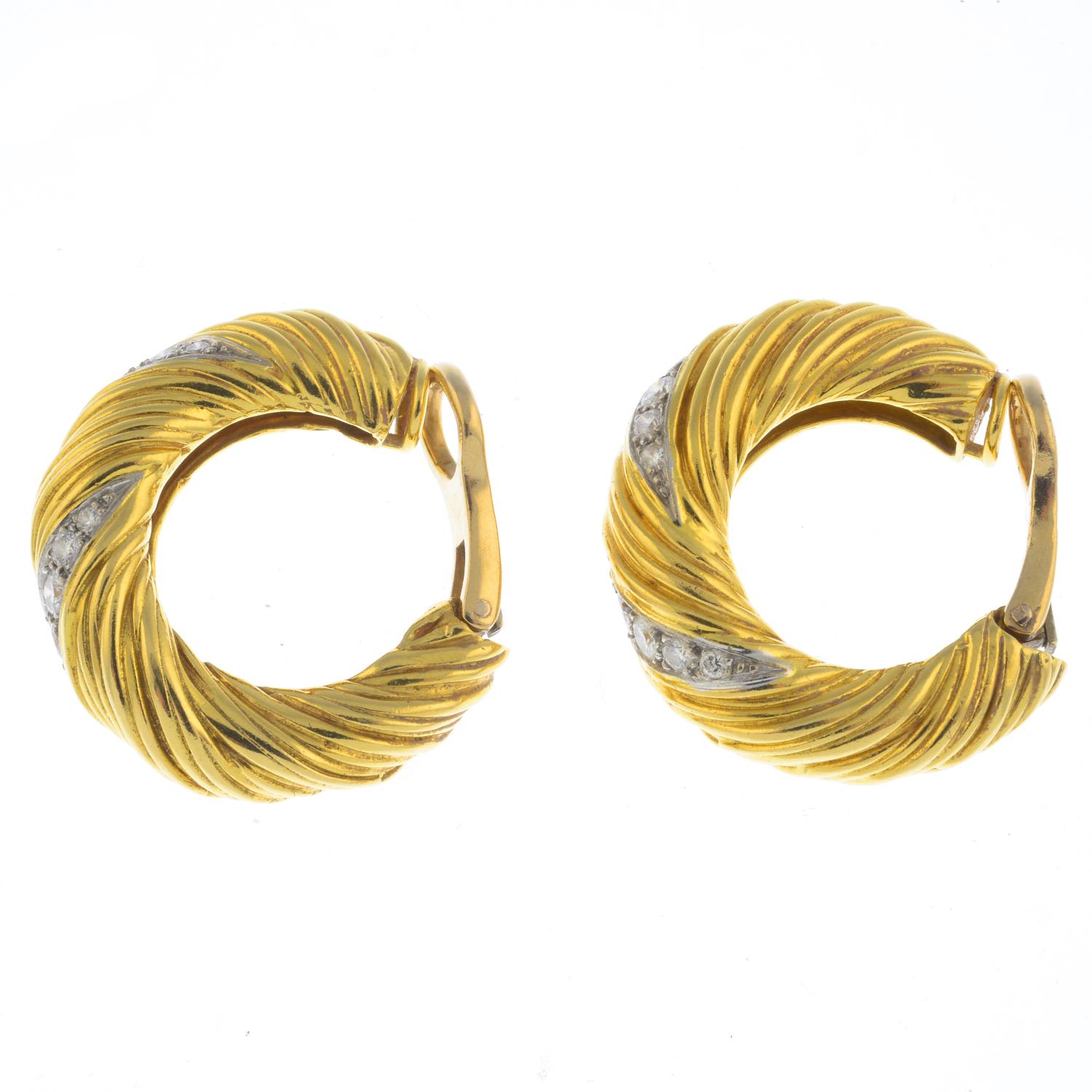 KUTCHINSKY - a pair of 1970s 18ct gold diamond earrings. - Image 2 of 2