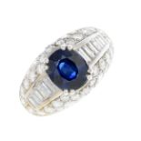 An 18ct gold sapphire and diamond dress ring.