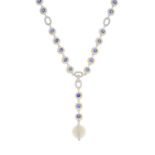 A sapphire, diamond and enamel necklace.