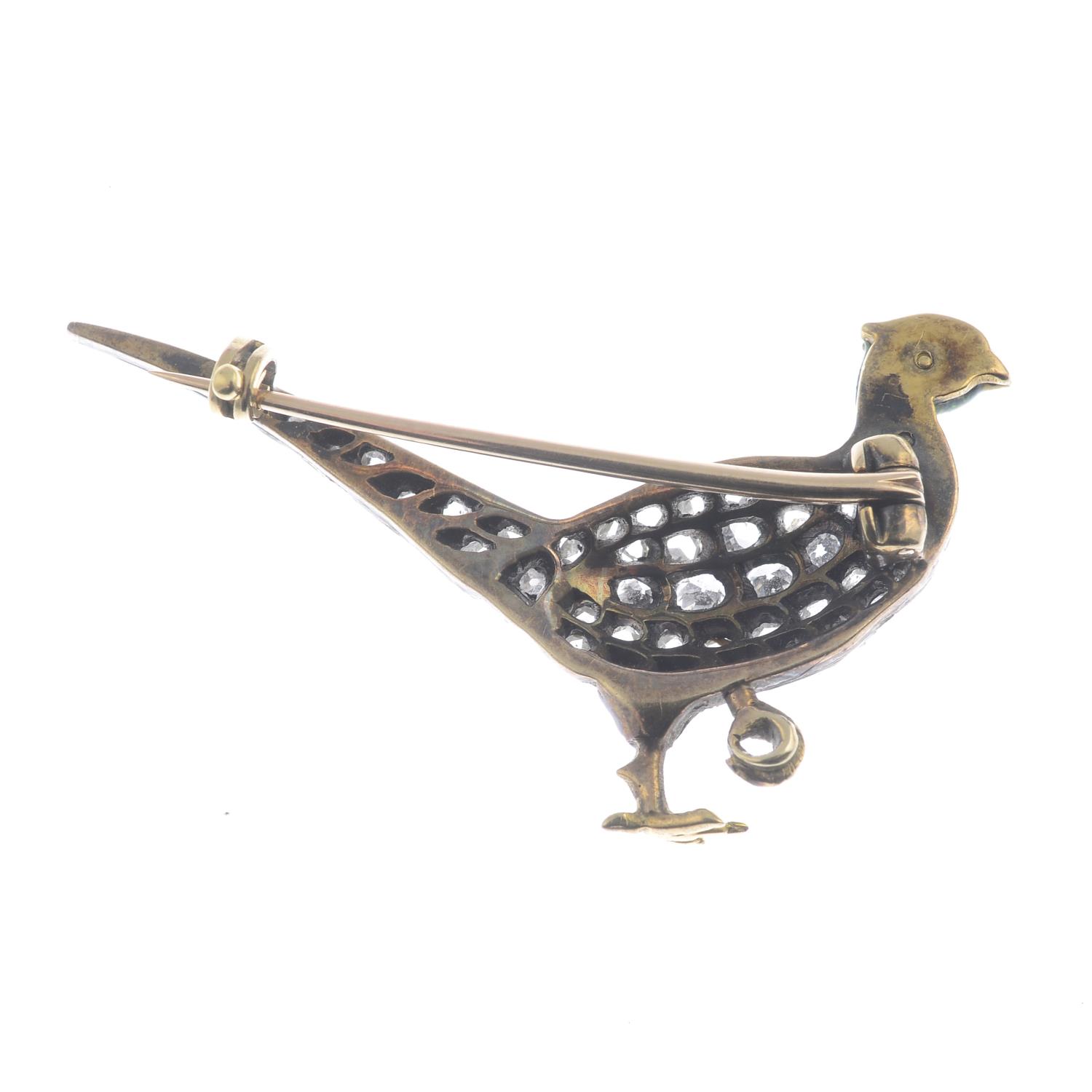 A late Victorian silver and gold, diamond and enamel brooch. - Image 2 of 3