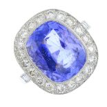 A Madagascan sapphire and diamond cluster ring.