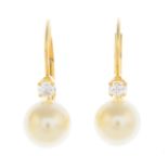 Four pairs of imitation pearl and cubic zirconia earrings.