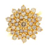 A 9ct gold diamond cluster ring.