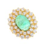 An 18ct gold emerald and cubic zirconia dress ring.