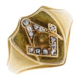 A late Victorian 18ct gold diamond Masonic ring.