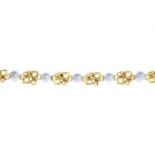 A cultured pearl single-strand bracelet.