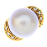 An 18ct gold cultured pearl dress ring.