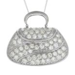 An 18ct diamond handbag pendant.