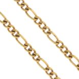 A necklace. Designed as a figaro-link chain, with push-piece clasp.