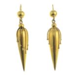 A pair of late Victorian gold earrings.