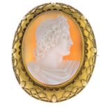 A late Victorian gold cameo brooch.
